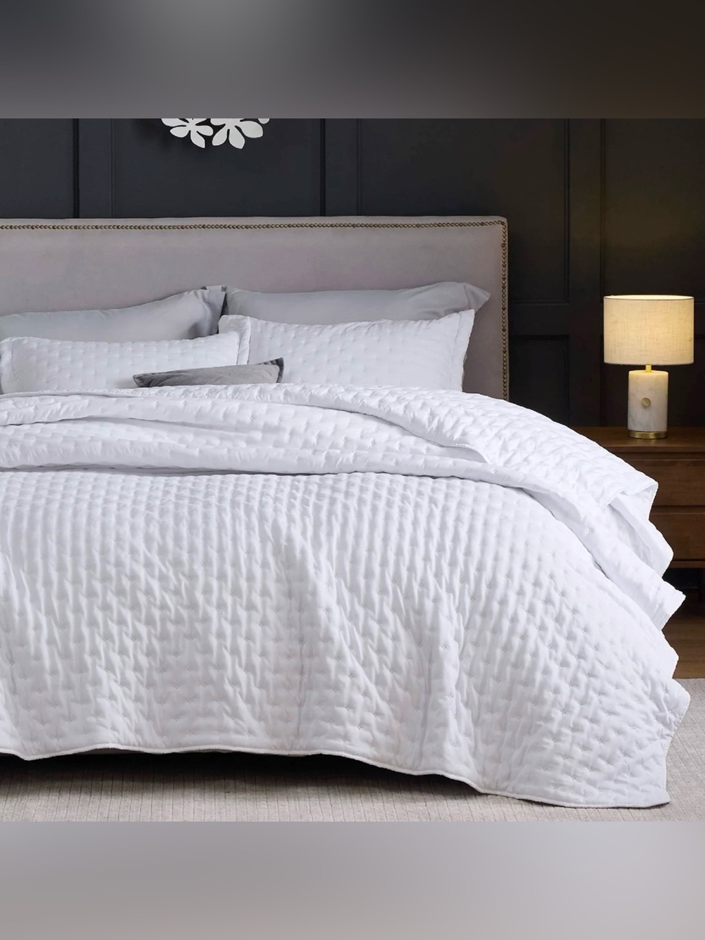 NWT BEDSURE White Quilted Comforter and Two Pillow and Two Pillow Shams